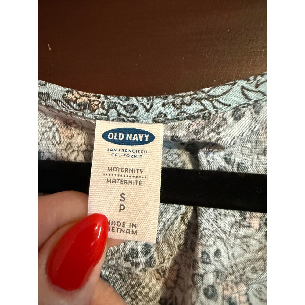 Old Navy Maternity Blue Floral Boho Surplice V-Neck Empire Waist Tank Top Small - Picture 4 of 5